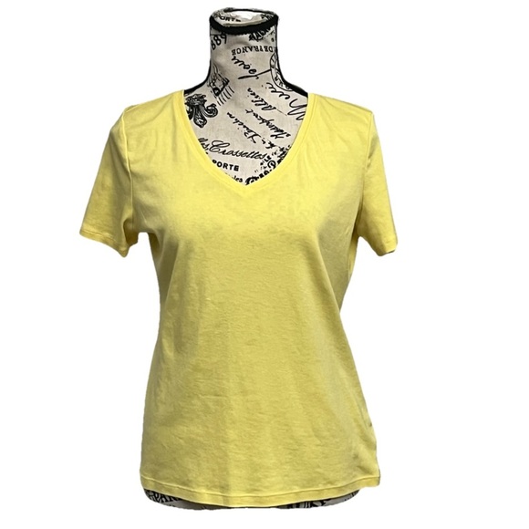 Talbots The Tee Women’s M Butter Yellow Beach Coastal Preppy Minimalist Pima - Picture 1 of 8